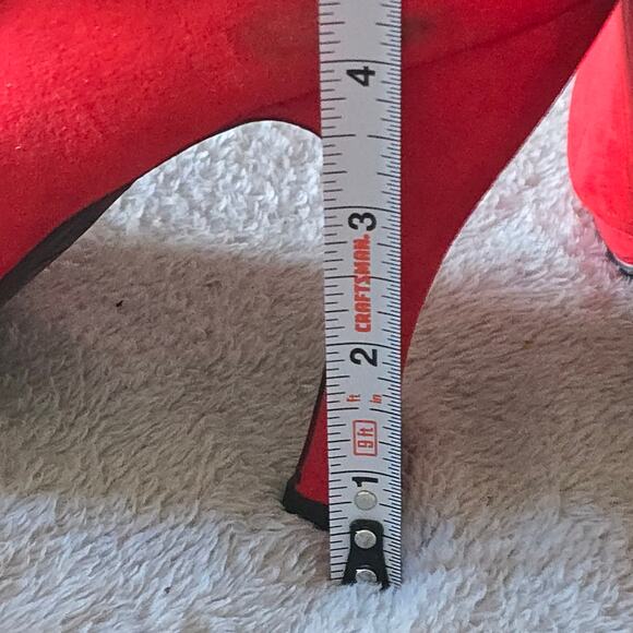 Bongo Elyse Red Suede Bow Cutout Heels Womens 8.5M Platform Pump - Picture 7 of 7